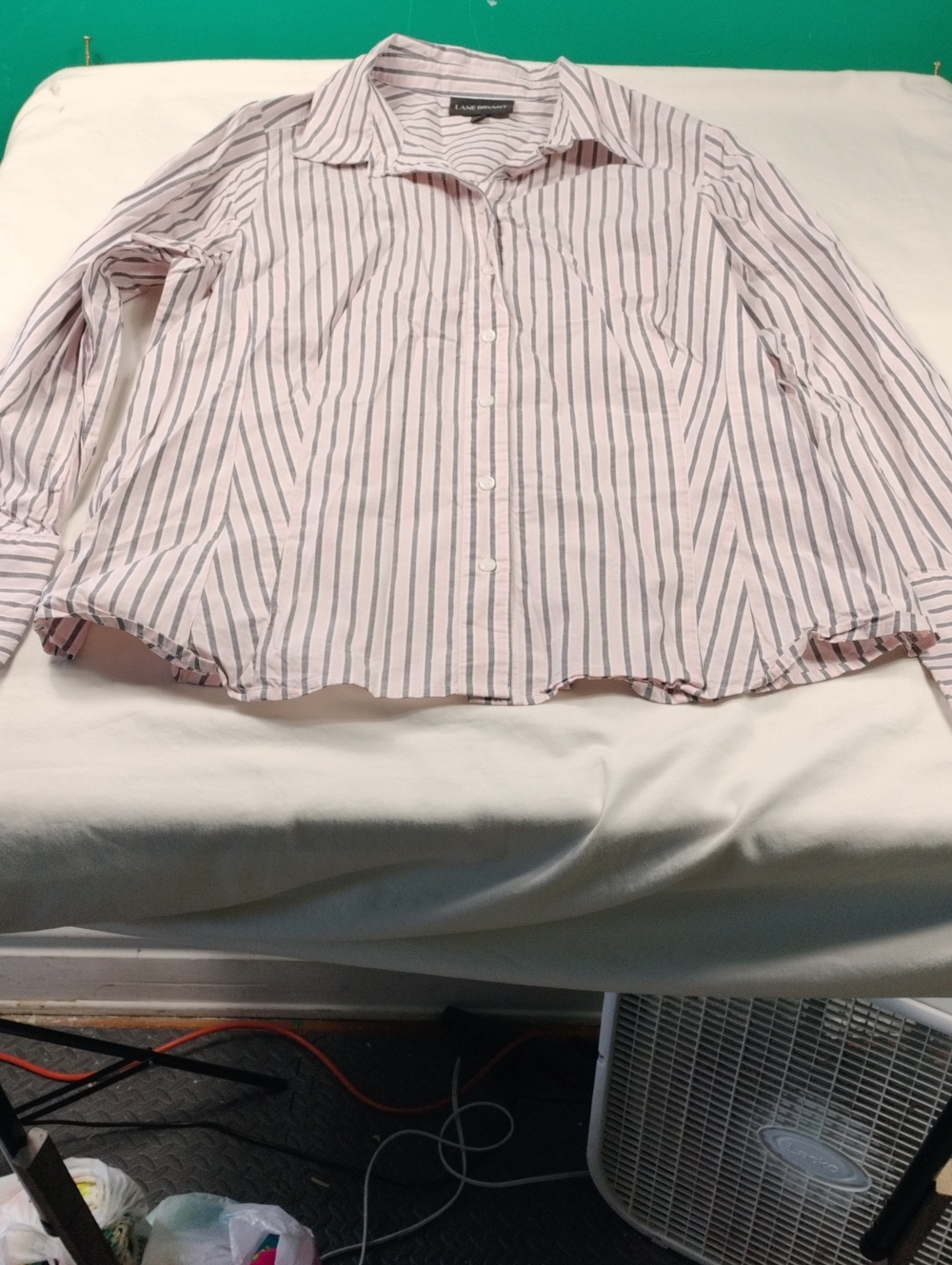 Lane Bryant light Pink and Gray Vertical Stripe Button-Down Shirt Size 18 #2